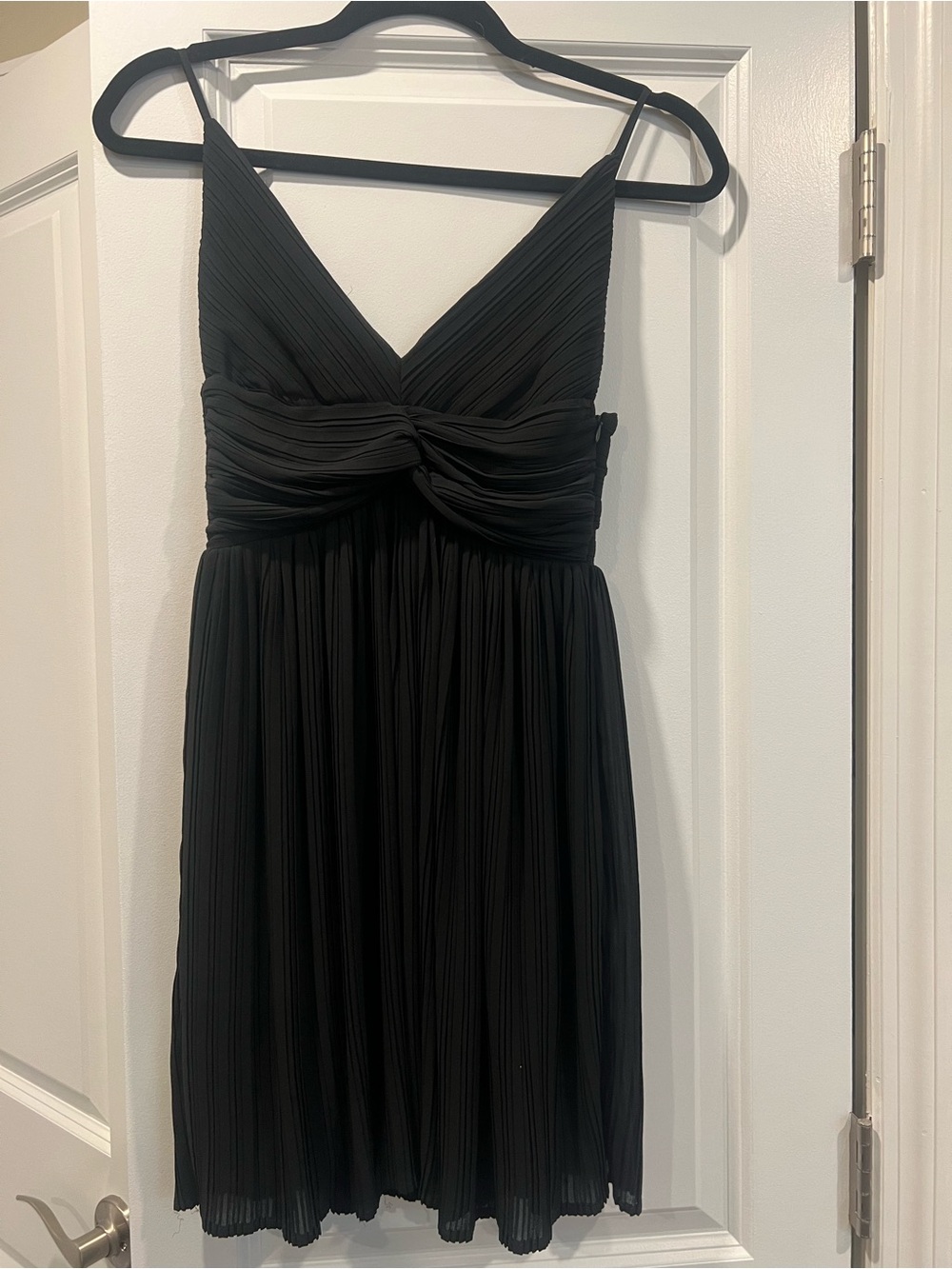 Dynamite Black Pleated V-Neck Mini Dress